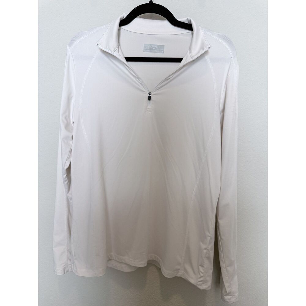 Callaway Weather Series White Quarter Zip Long Sleeve Golf Pullover Shirt - W